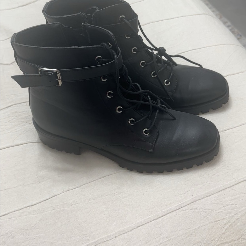 Women's Black Lace-Up combat boots